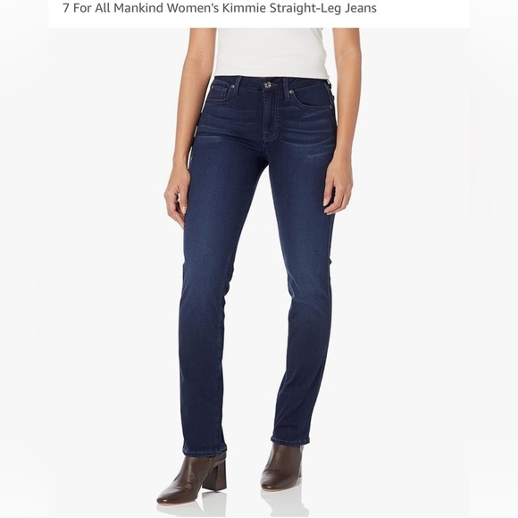 7 For All Mankind Denim - 7 For All Mankind Kimmie Straight Leg Mid-rise Jeans Dark Wash Size 25